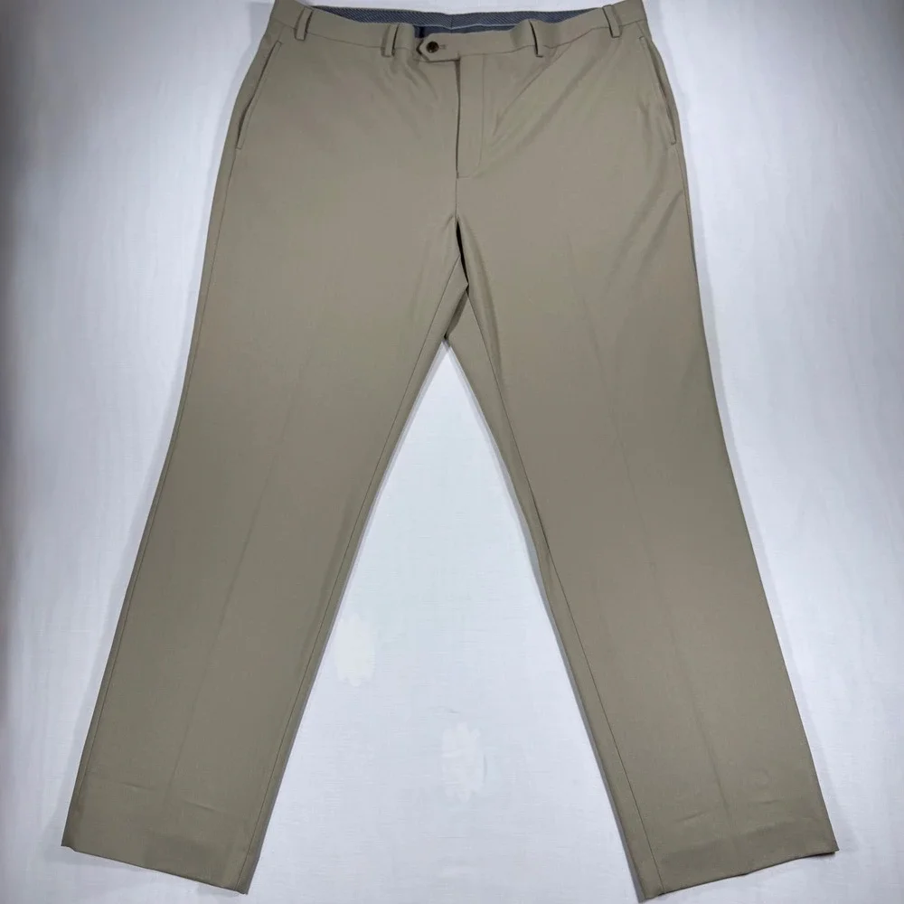 Michael Kors Mens Khaki Tan Dress Pants Recycled Stretch Trousers 40W 32L Luxury